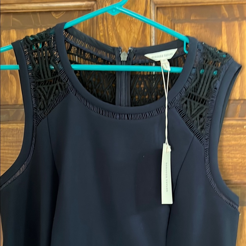Rebecca Taylor Midnight Blue Lace Accent Dress